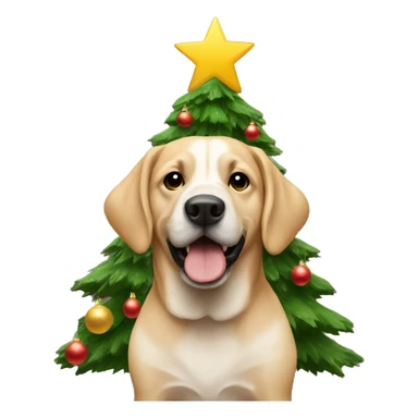Dog under a Christmas tree sticker