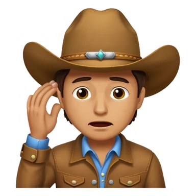 Cowboy taking off his hat and crying sticker