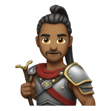 A male warrior with a cleft lip and long pony tail sticker
