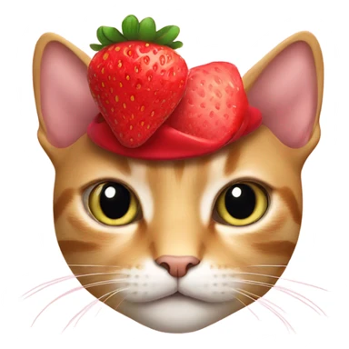 Cat with strawberry hat sticker