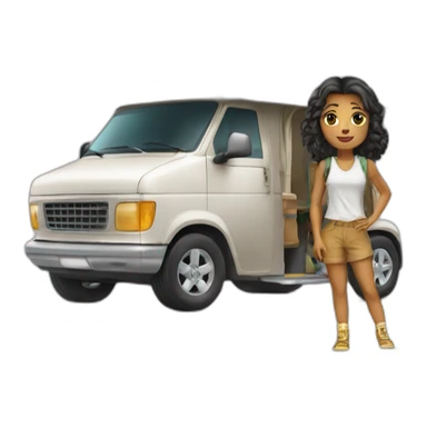 Fille riche avec camping car sticker