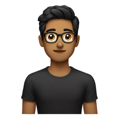 silentnerd without glasses and he tamil with black eyes and black hair and black tshirt with react js logo  sticker