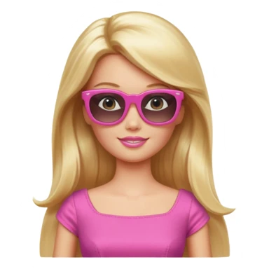 barbie with long blonde hair wear sun glasses, pink dress sticker