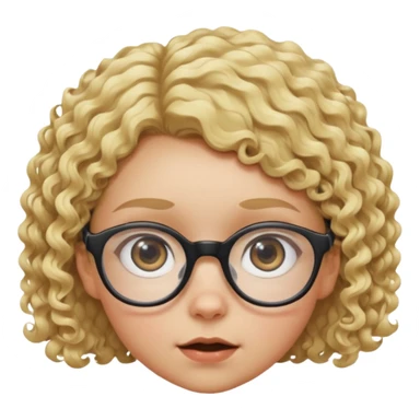 Une fille à lunette, avec des yeux bichromatiques au cheveux très courts et bouclés blondes, de la taille d'un nain, que l'on voit en contre plongée en très grand plan de façon drôle  sticker