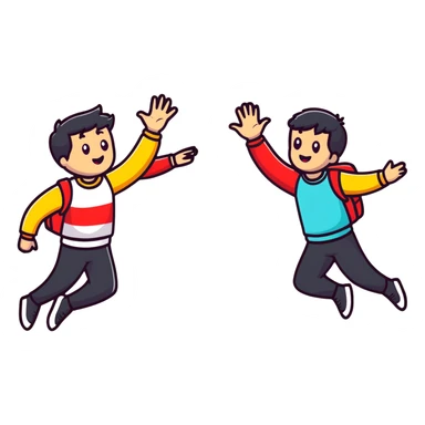 two friends high-fiving with bright colors sticker