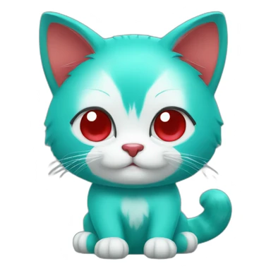 Turquoise cat with heart and red panda sticker