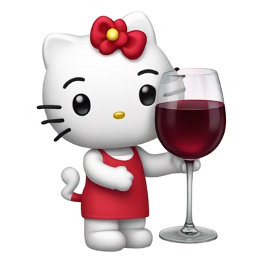 Hello Kitty drinking red wine sticker