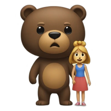 big bear threatening small girl sticker