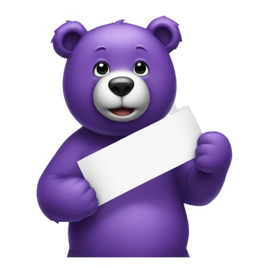 MANGA PURPLE BEAR HOLDING SIGN OF BN sticker