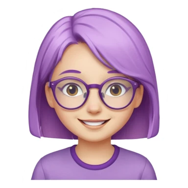 chica bonita con ligero cabello morado con lentes de estatura pequeña sticker