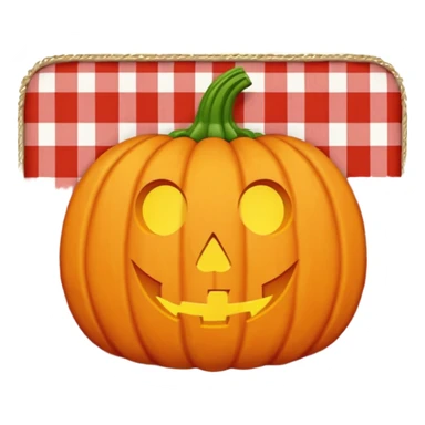 Pumpkin carving on a red gingham blanket  sticker