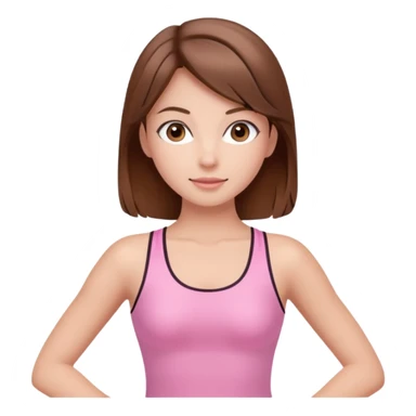 Beautiful girl with brown hair and brown eyes wearing pink Pilates costume  sticker