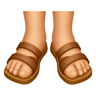 Front view of Mary Magdalene's feet in sandals, matching the style and colors of the emoji style, transparent background. sticker