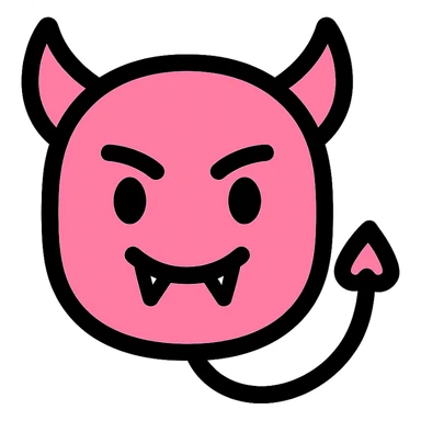 minimal modern pink devil icon sticker