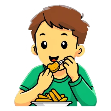 Un adolescente comiendo papas criollas sticker
