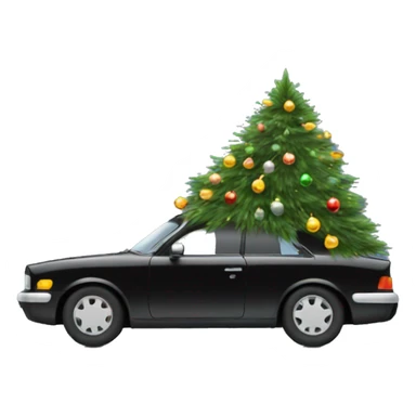 Christmas black car with Christmas tree sticker