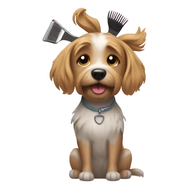 Dog getting a haircut sticker