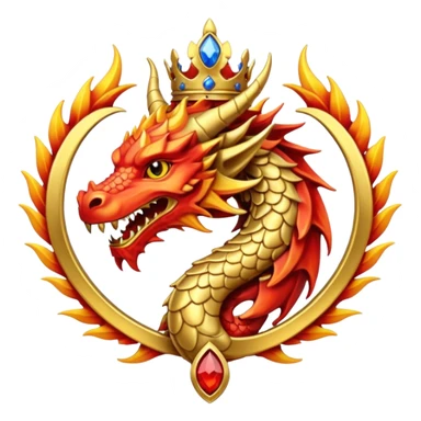 Simple fiery royal Dragon crest/brosch sticker
