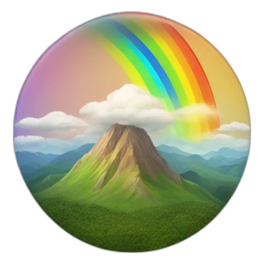 a mountain with a rainbow hoop around it sticker