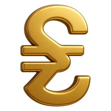 Ukrainian hryvnia currency symbol emoji, gold color, transparent background sticker