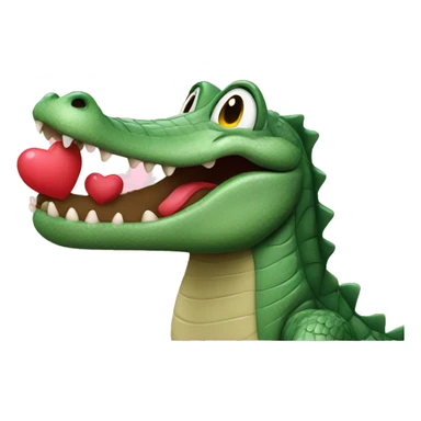 Alligator blowing a kiss with heart sticker