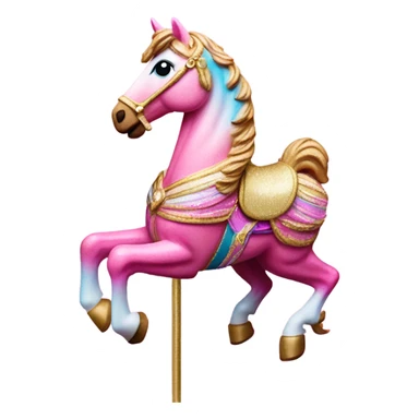 Pink ombre carousel horse with glitter  sticker