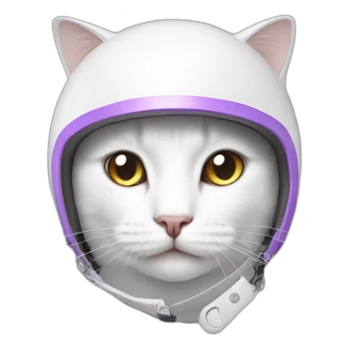 White cat in Lilac helmet sticker