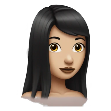 White girl with long black hair and throat tattoo sticker