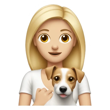 Blonde woman holding a Jack Russell  sticker