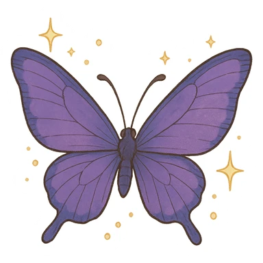 ghibli style purple butterfly with sparkles sticker