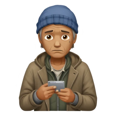 a homeless guy begging for money but with a card reader instead sticker