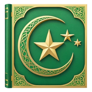 Closed Quran with the Islamic Symbol on it (moon and star) green from left to right sticker