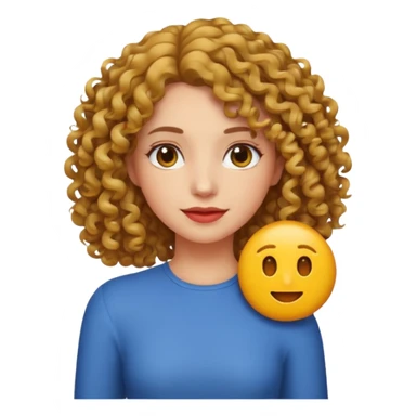 woman with shoulder-length curly hair, emoji style sticker