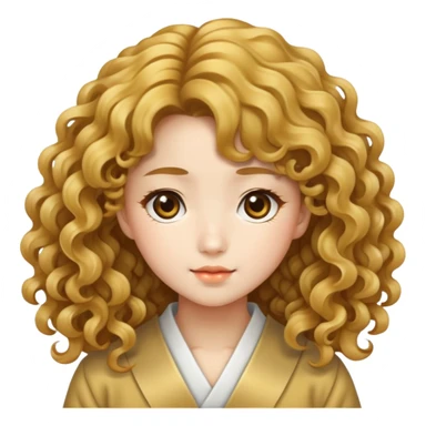 Japanese girl with big golden wavy curly hair sticker