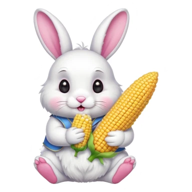 rabbit eating corn sticker