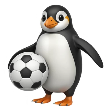 penguin holding soccer ball in hand sticker