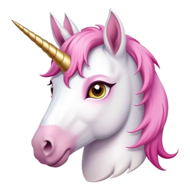 head of an anthropomorphised female unicorn horse, looking directly ahead, standard pose sticker