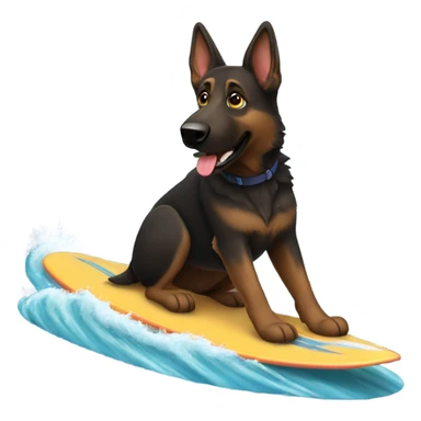 dark brown German shepherd surfing sticker