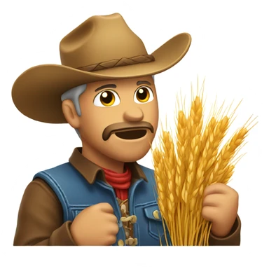 cowboy with wheat in mouth with his head down ￼ sticker