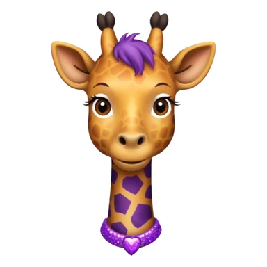 Girafa com colar roxo com glitter sticker
