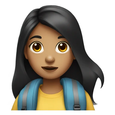 girl with backpack and black hair big eyes sticker