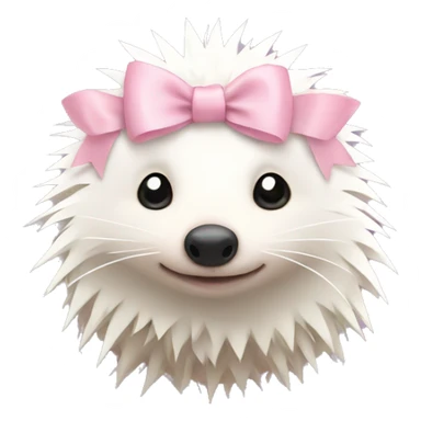 White hedgehog with pastel pink bow sticker