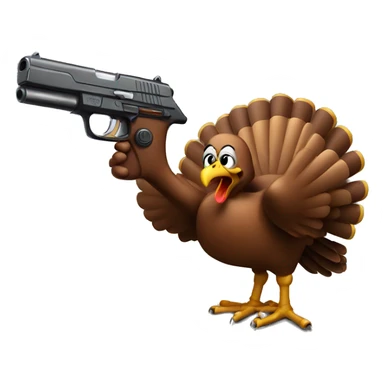 a turkey with a gun sticker