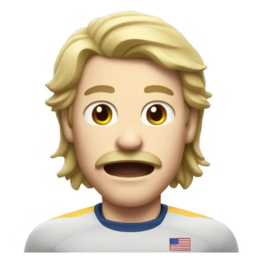 white athlete with a mustache and a mullet yelling  sticker