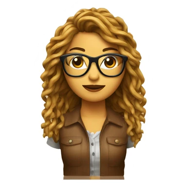 Chica con moño alto castaña con gafas de pasta marrones sticker