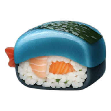 Chat bleu mange sushi sticker
