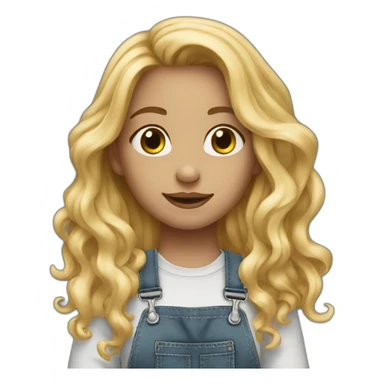 girl with long blonde wavy, a nose ring and dungarees sticker
