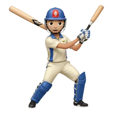 Right handed cricketer playing a straight drive shot with a cricket bat sticker