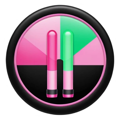 BLACKPINKGREEN k-pop retro sticker, black and pink and white and green light stick, iconic sticker