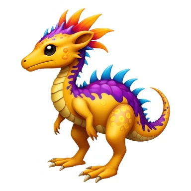 a colorful edgy vernid-fionbri-creature with splash patterns full body.  sticker